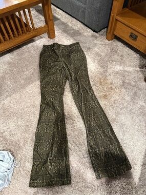 DRIFTWOOD Olive Green Patterned Flare Pants